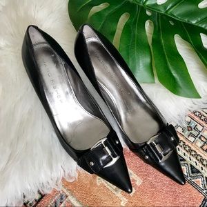 Marc Fisher Black Leather Kitten Heels - 10